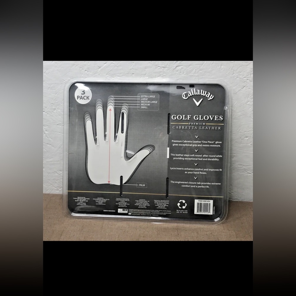 New Sealed 3-Pack Callaway Premium Cabretta Leather Golf Gloves Left Hand Large - Picture 6 of 9